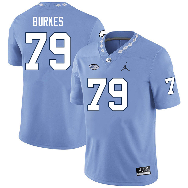 Men #79 Bo Burkes North Carolina Tar Heels College Football Jerseys Sale-Carolina Blue